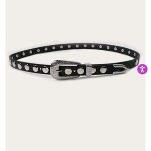 Elegant Black Belt with Silver Accents